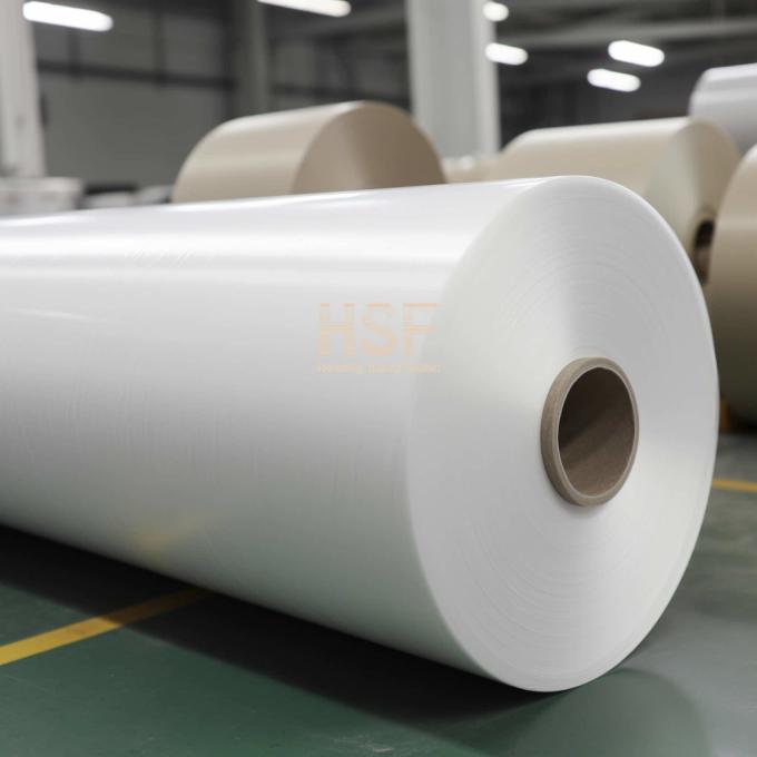 Close-up view of 70Î¼m translucent white polypropylene film quality